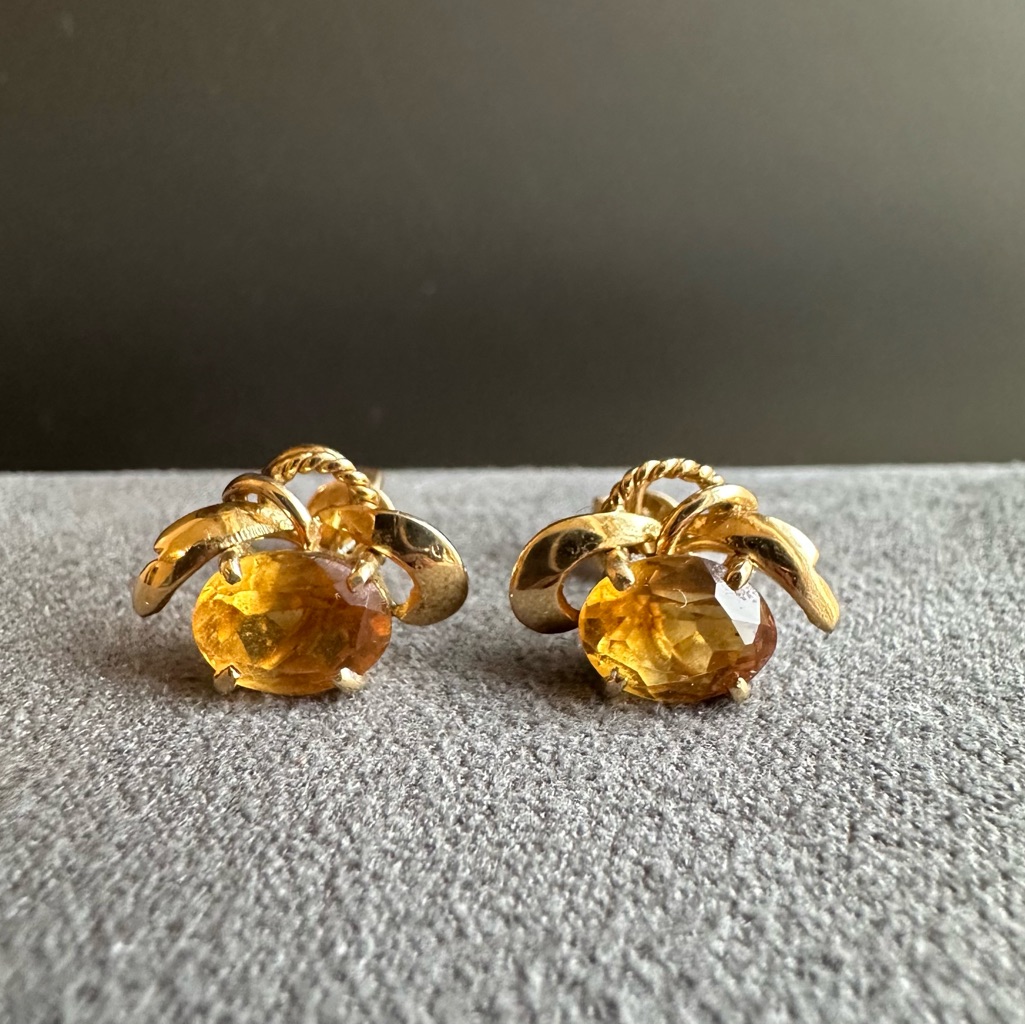 14k Gold Citrine Earrings